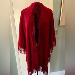 Red fringed cape/shawl Coldwater Creek